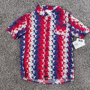 NWT LuLaRoe Thor Boy's Size 10 Red White Blue Americana 4th of July Button Up